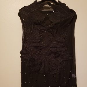Black Sheer Chemise with Metal Ball Accents